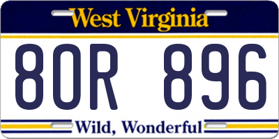 WV license plate 8OR896