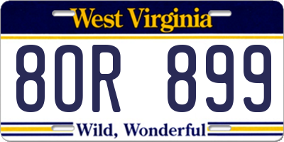WV license plate 8OR899
