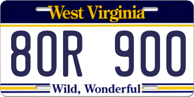 WV license plate 8OR900