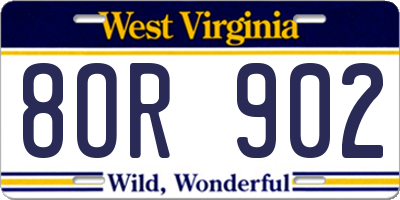 WV license plate 8OR902