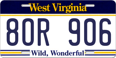 WV license plate 8OR906