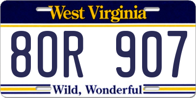 WV license plate 8OR907