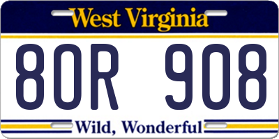 WV license plate 8OR908