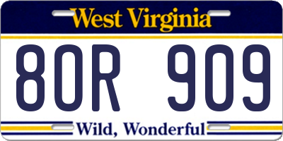 WV license plate 8OR909