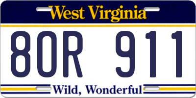 WV license plate 8OR911