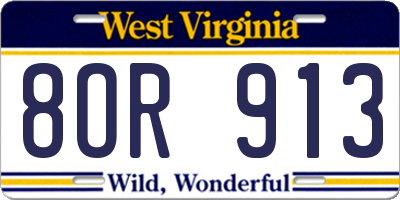 WV license plate 8OR913