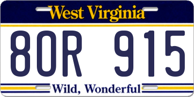 WV license plate 8OR915