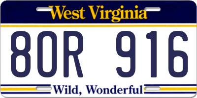 WV license plate 8OR916