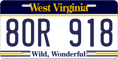 WV license plate 8OR918