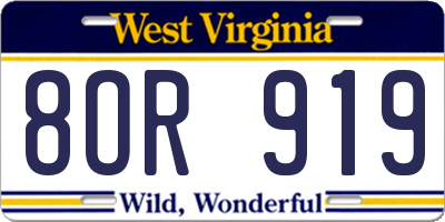 WV license plate 8OR919