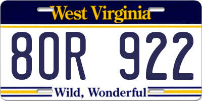 WV license plate 8OR922