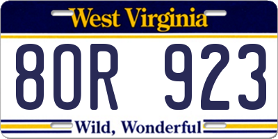 WV license plate 8OR923