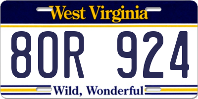 WV license plate 8OR924