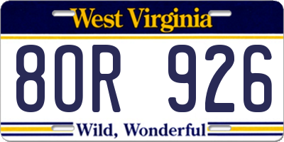 WV license plate 8OR926