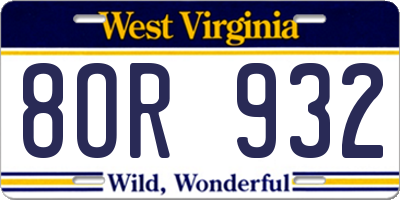 WV license plate 8OR932