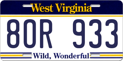 WV license plate 8OR933