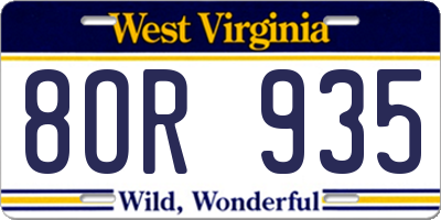 WV license plate 8OR935