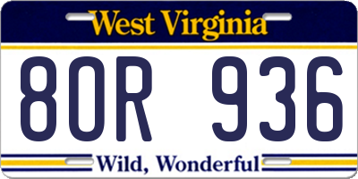 WV license plate 8OR936