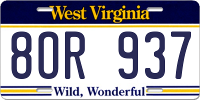 WV license plate 8OR937