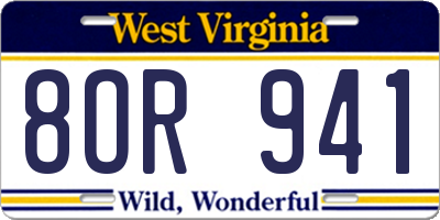 WV license plate 8OR941