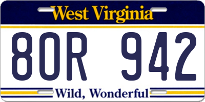 WV license plate 8OR942