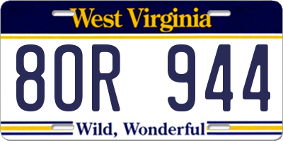 WV license plate 8OR944