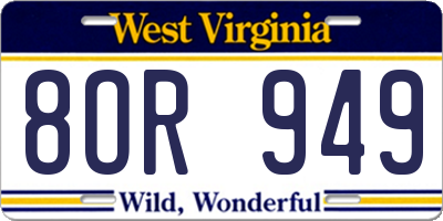 WV license plate 8OR949