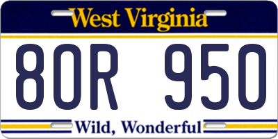 WV license plate 8OR950