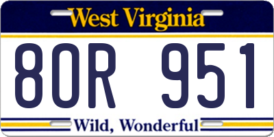 WV license plate 8OR951