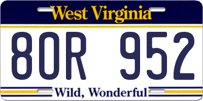 WV license plate 8OR952