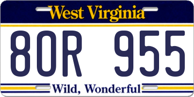 WV license plate 8OR955