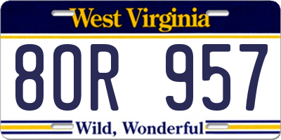 WV license plate 8OR957