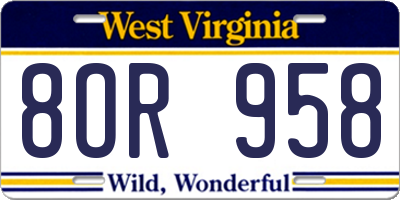 WV license plate 8OR958