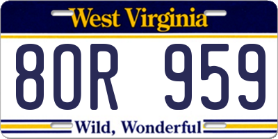 WV license plate 8OR959
