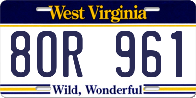 WV license plate 8OR961