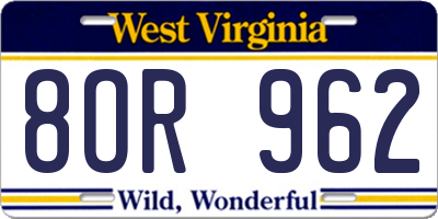 WV license plate 8OR962
