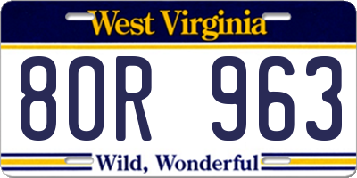 WV license plate 8OR963