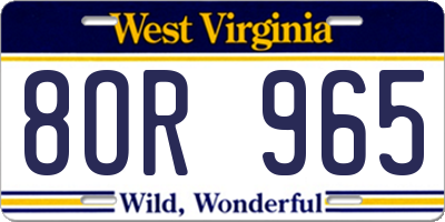 WV license plate 8OR965