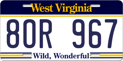 WV license plate 8OR967