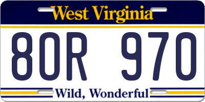 WV license plate 8OR970