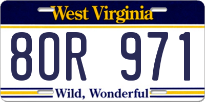 WV license plate 8OR971