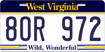 WV license plate 8OR972
