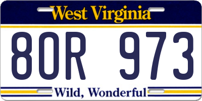 WV license plate 8OR973
