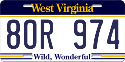 WV license plate 8OR974