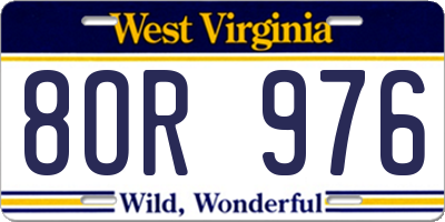 WV license plate 8OR976