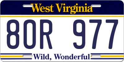 WV license plate 8OR977