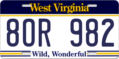 WV license plate 8OR982