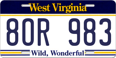WV license plate 8OR983