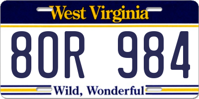 WV license plate 8OR984