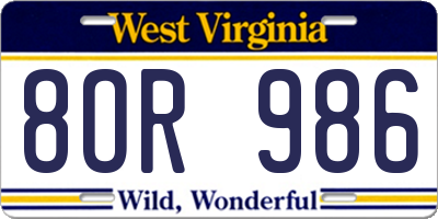 WV license plate 8OR986